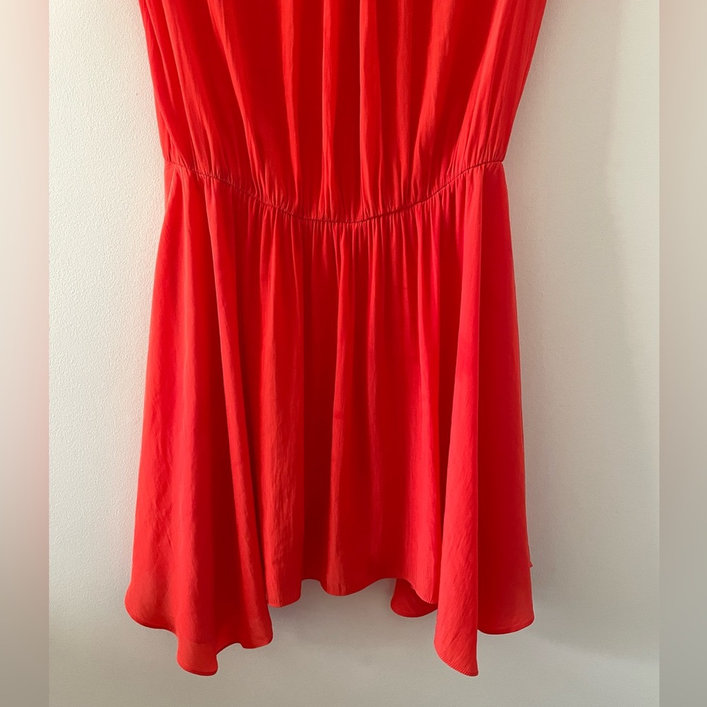 RAMY BROOK Eileen Red Mini Dress Could Shoulder Silky Tunic - Picture 5 of 10